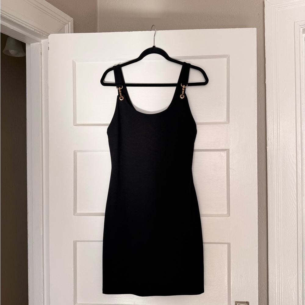 Zara Black Mini Dress with Gold Clasps